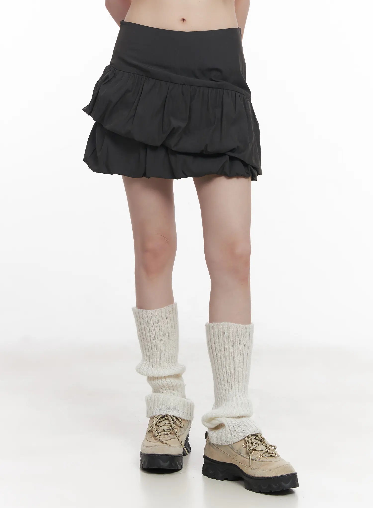 Asymmetric Shirred Mini Skirt CU518