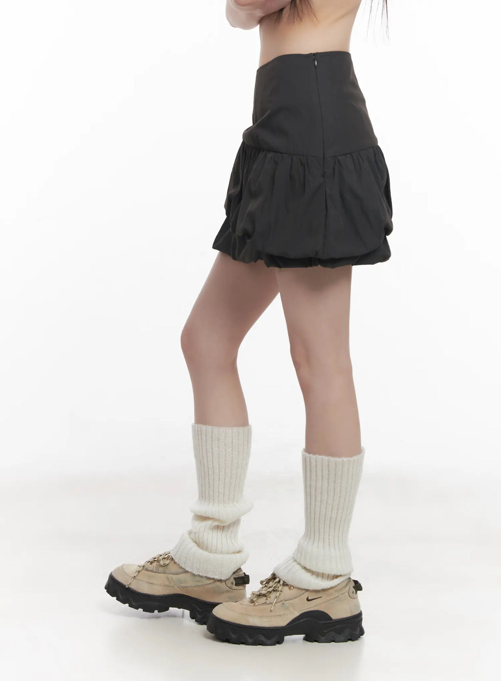 Asymmetric Shirred Mini Skirt CU518