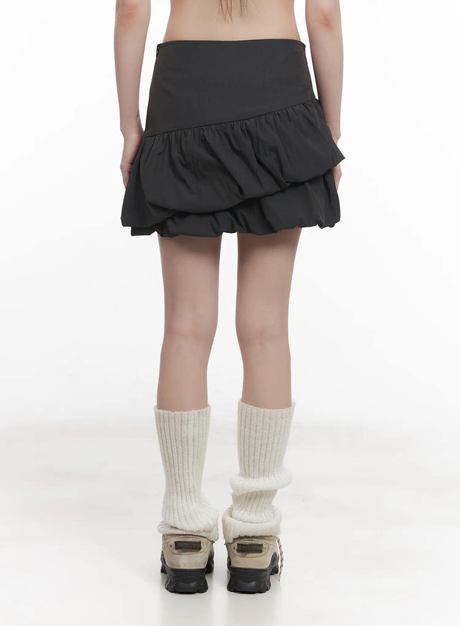 Asymmetric Shirred Mini Skirt CU518