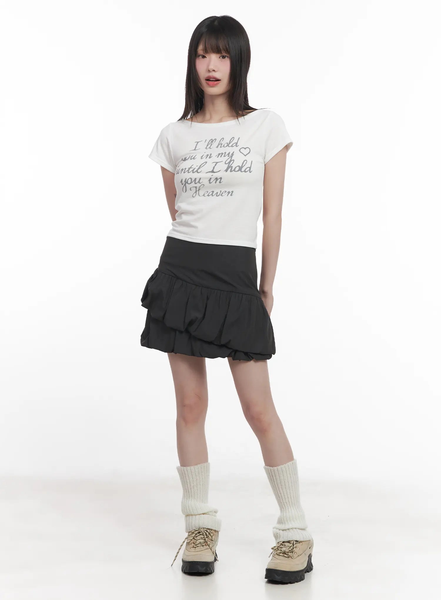 Asymmetric Shirred Mini Skirt CU518