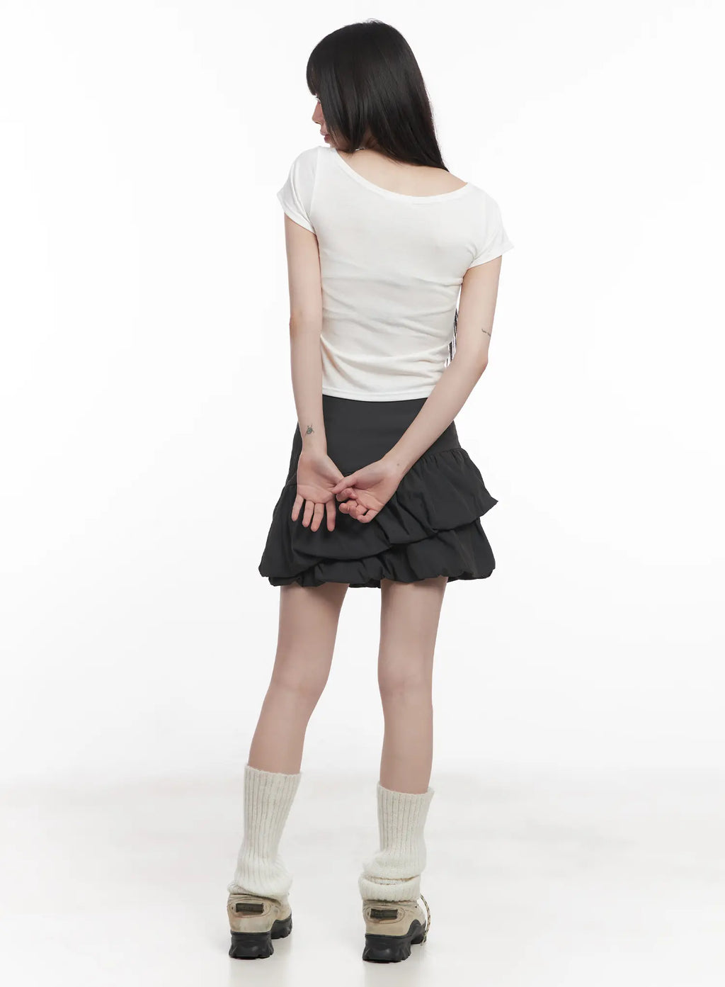 Asymmetric Shirred Mini Skirt CU518