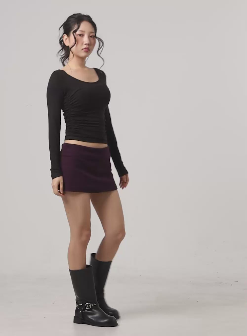 Low Waist Solid Mini Skirt CN405